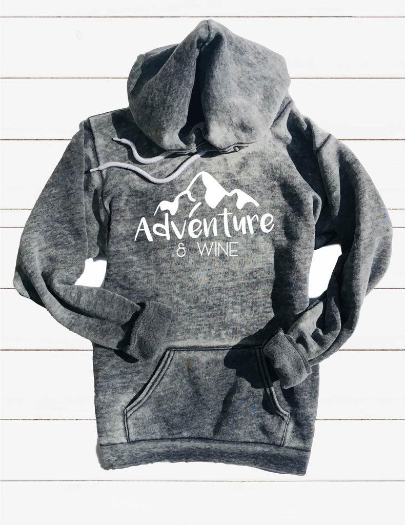 Adventure And Wine Sweatshirt | Unisex Burnout Hoodie freeshipping - BirchBearCo