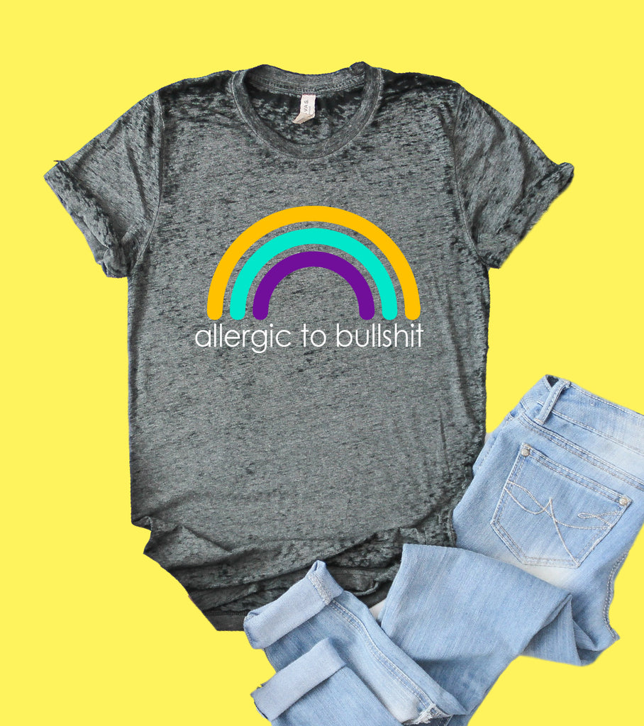 Allergic To Bullshit Shirt | Funny Shirt | Acid Wash T Shirt | Unisex Crew freeshipping - BirchBearCo