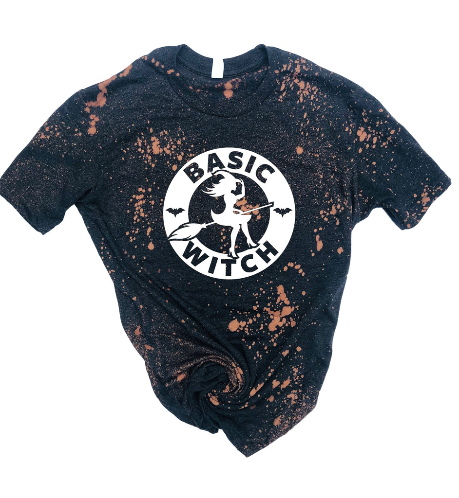 Basic Witch Shirt | Halloween Bleached Tee | Unisex Crew freeshipping - BirchBearCo