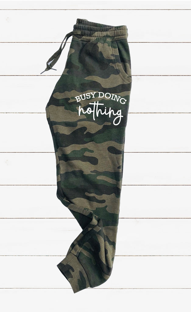 Busy Doing Nothing Graphic Women's Soft Washed Sweatpants freeshipping - BirchBearCo
