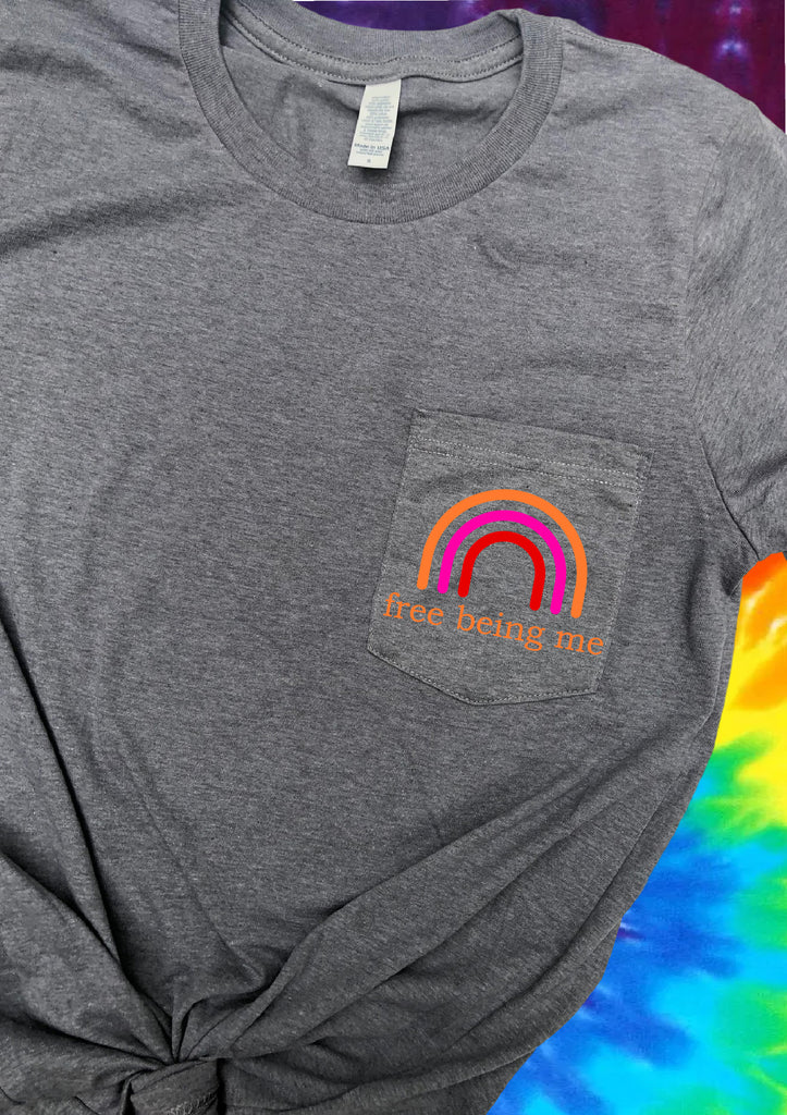 Free Being Me Rainbow Shirt | Summer Pocket Print Shirt | Unisex Crew freeshipping - BirchBearCo