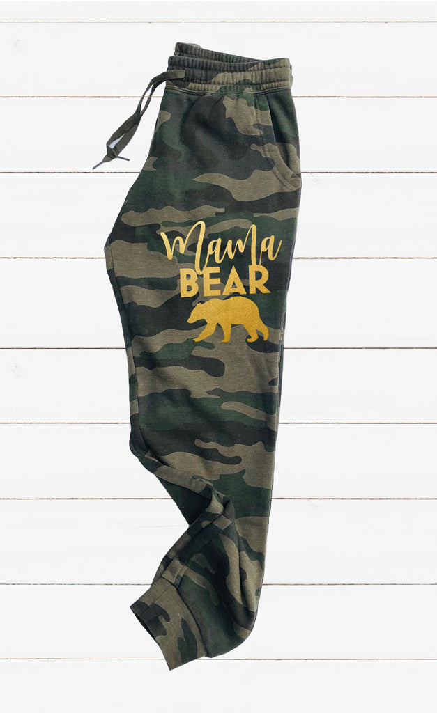Gold Mama Bear Sweatpants | Graphic Women's Soft Washed Sweatpants freeshipping - BirchBearCo