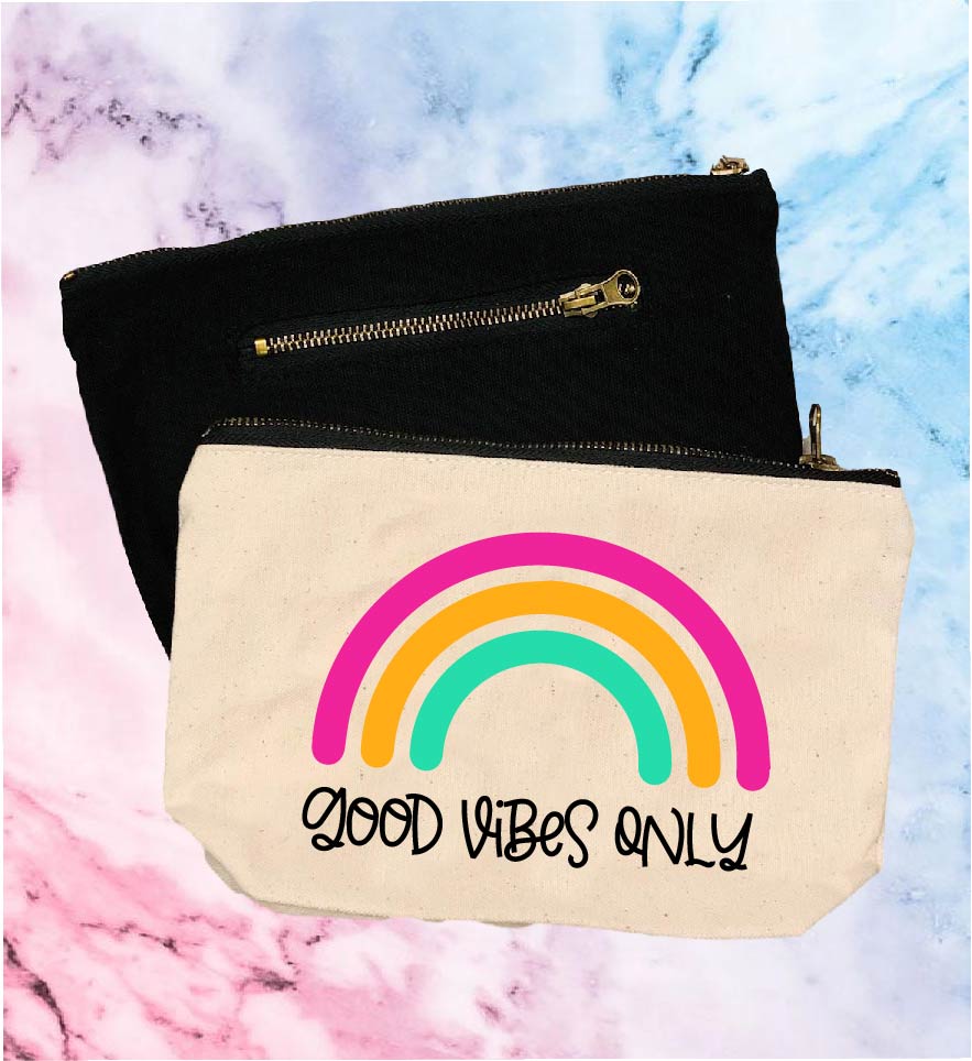 Good Vibes Only | Canvas Cosmetic And Accessory Bag freeshipping - BirchBearCo