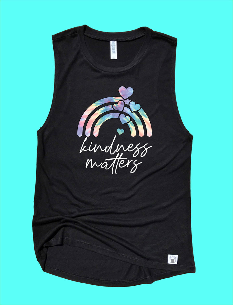 Kindness Matters Pastel Tie Dye Tank | Womens Yoga Tank freeshipping - BirchBearCo