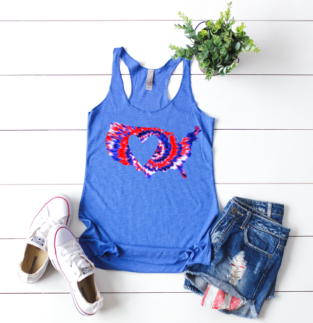 Love America Tie Dye Tank | 4th Of July Shirt | Women's Fitting Racer Tank Shirt freeshipping - BirchBearCo