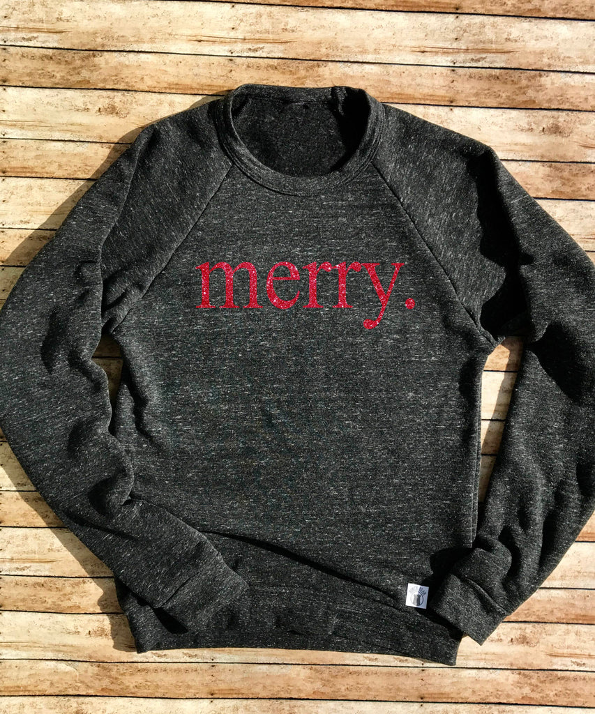 SALE!!! Merry Red Glitter Sweatshirt | Unisex Christmas Sweatshirt freeshipping - BirchBearCo