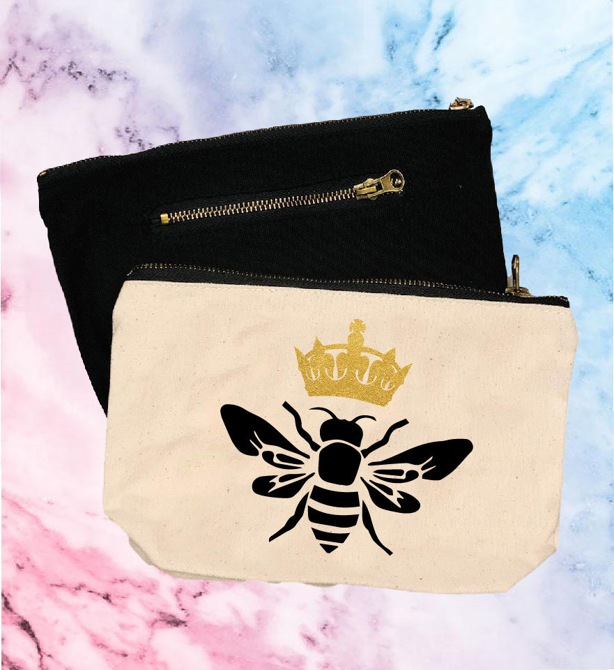 Queen Bee | Canvas Cosmetic And Accessory Bag freeshipping - BirchBearCo