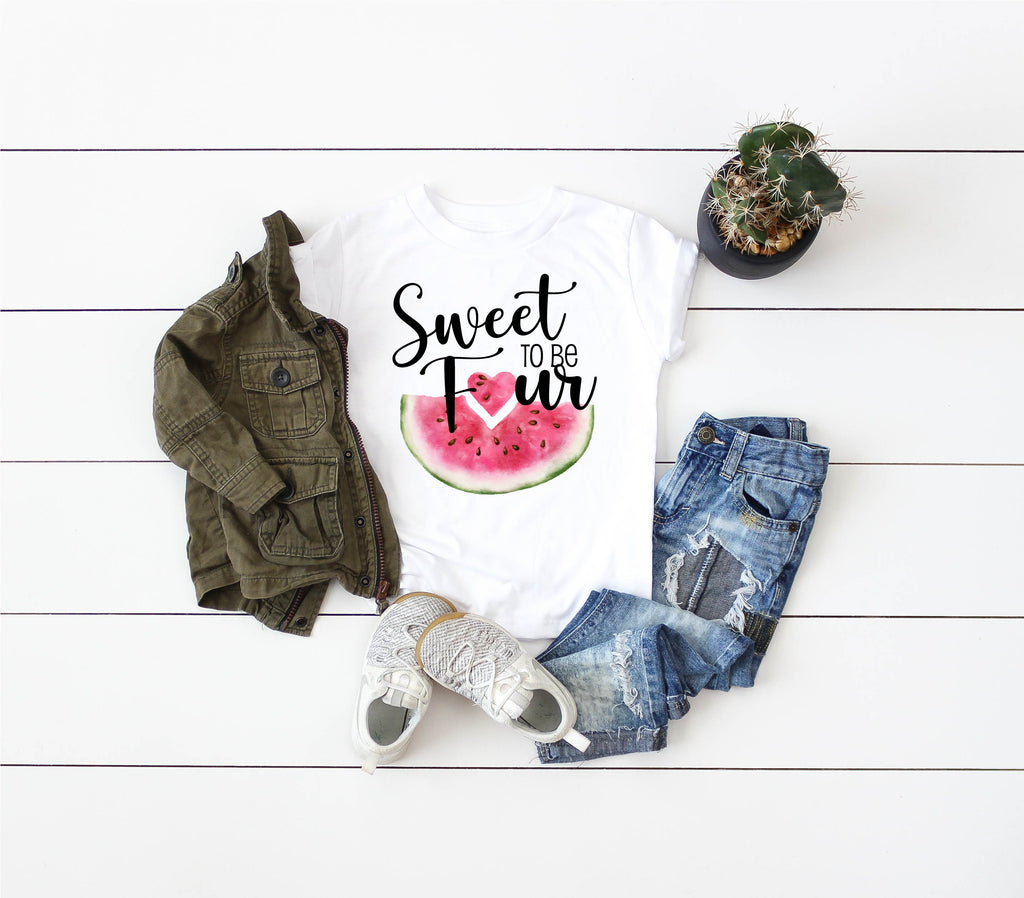 Sweet To Be Four Watermelon Shirt | 4th Birthday Shirt freeshipping - BirchBearCo