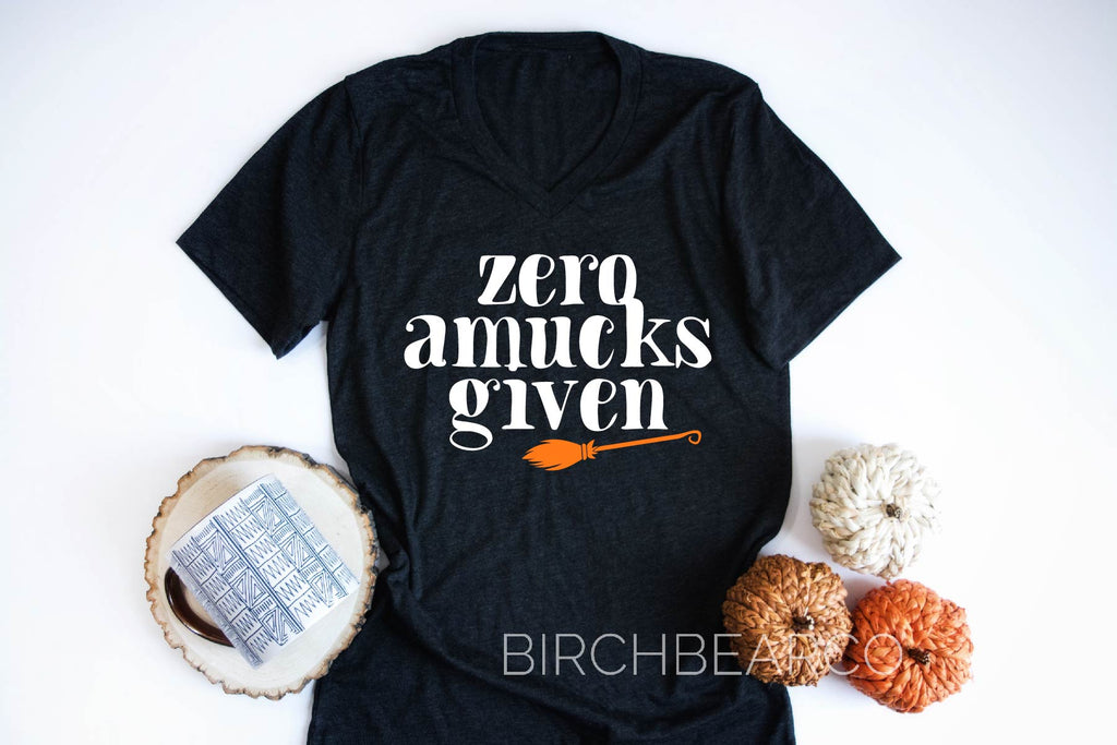 Zero Amucks Given Shirt | Halloween Shirt | Unisex V Neck freeshipping - BirchBearCo