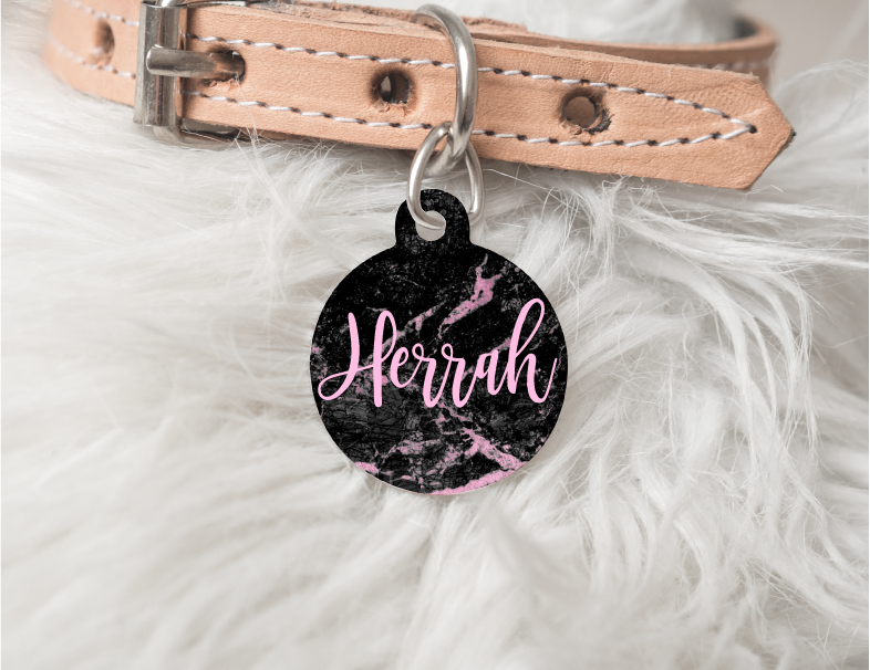 Pink Marble Personalized Pet Tag 23 freeshipping - BirchBearCo