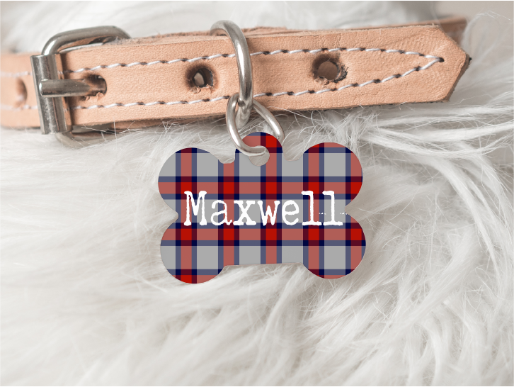 Red Plaid Personalized Pet Tag 24 freeshipping - BirchBearCo