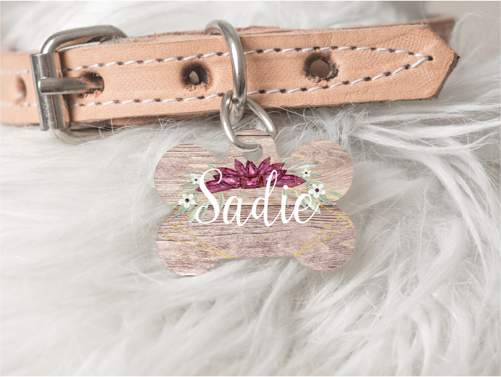 Floral Wreath Personalized Pet Tag 50 freeshipping - BirchBearCo