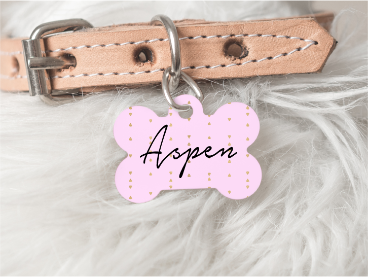Pink with Gold Dog Personalized Pet Tag 56 freeshipping - BirchBearCo