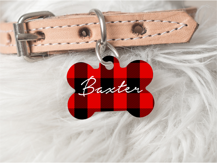 Red Plaid Dog Personalized Pet Tag 57 freeshipping - BirchBearCo