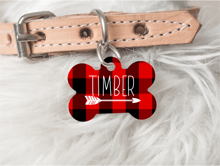Red Plaid with Arrow Dog Personalized Pet Tag 58 freeshipping - BirchBearCo