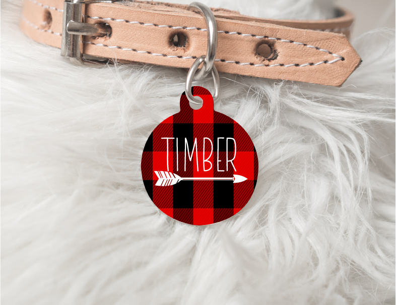 Red Plaid with Arrow Dog Personalized Pet Tag 58 freeshipping - BirchBearCo