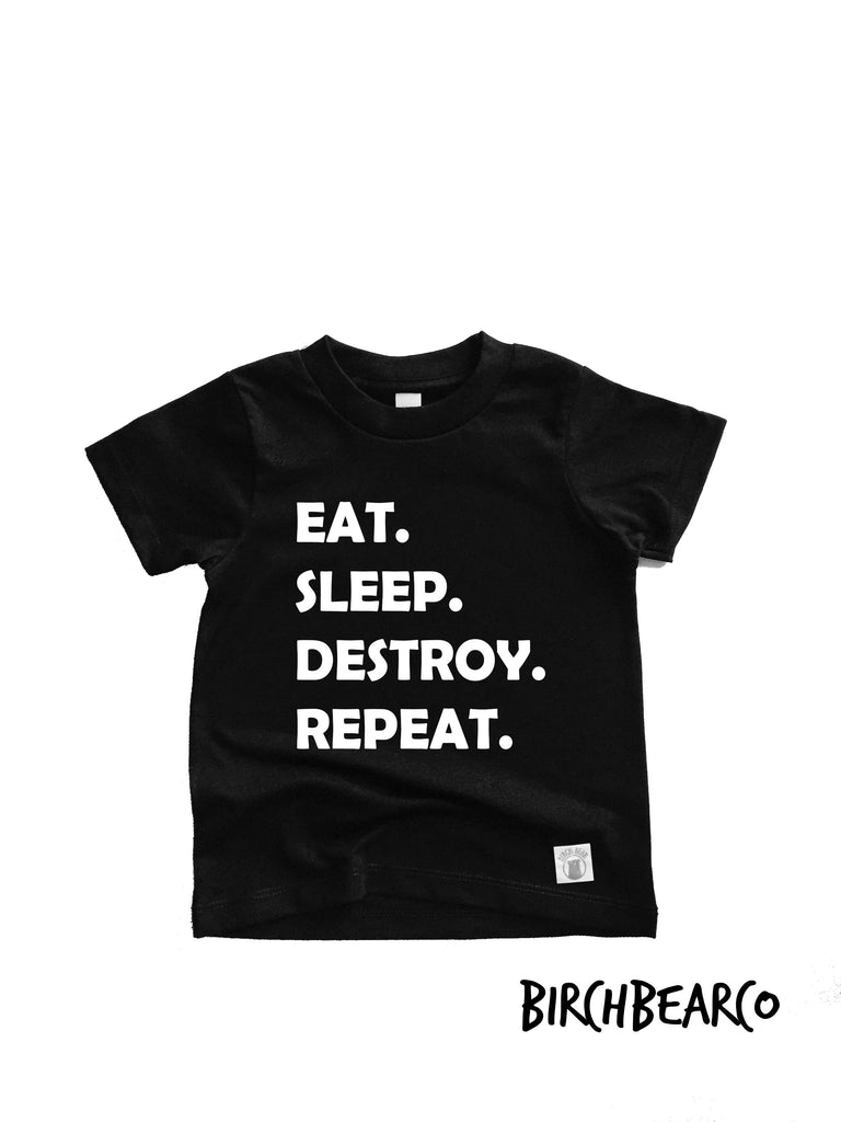 Toddler Boy Shirt - Eat Sleep Destroy Repeat Shirt - Funny Toddler Shirt - Toddler Tshirt Funny Toddler Shirt Toddler Youth Shirt freeshipping - BirchBearCo