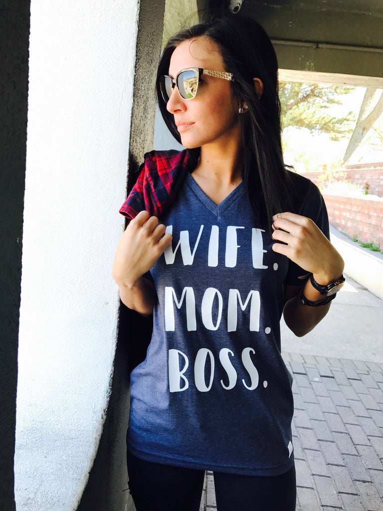 Wife Mom Boss Shirt - Funny Mom Shirt - Wife Shirt - Mama Boss -  Birch Bear Co freeshipping - BirchBearCo