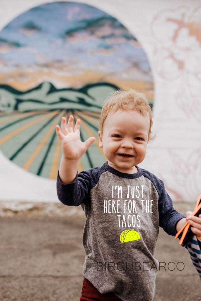 Im Just Here For The Tacos Shirt - Childrens Raglan freeshipping - BirchBearCo