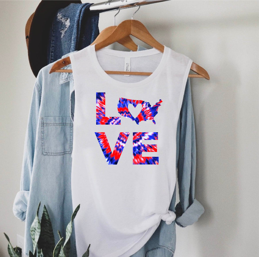 Love America Tie Dye Tank | Womens Yoga Tank freeshipping - BirchBearCo