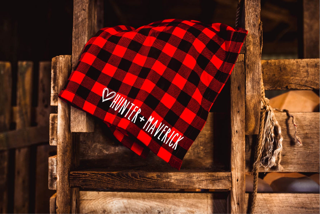 Blanket Wrapped In Love | Custom Name Fleece Buffalo Plaid Blanket - Free Shipping freeshipping - BirchBearCo