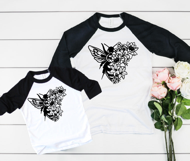 Floral Bee Shirt | Mommy and Me Shirts freeshipping - BirchBearCo