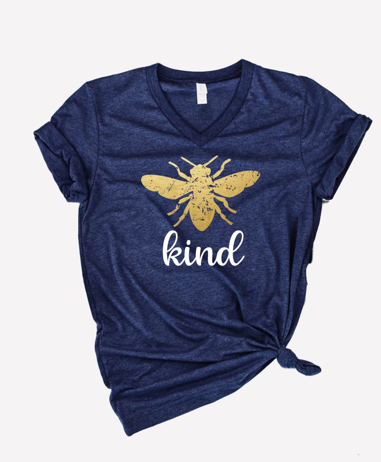 Bee Kind Gold Shirt | Unisex V Neck freeshipping - BirchBearCo