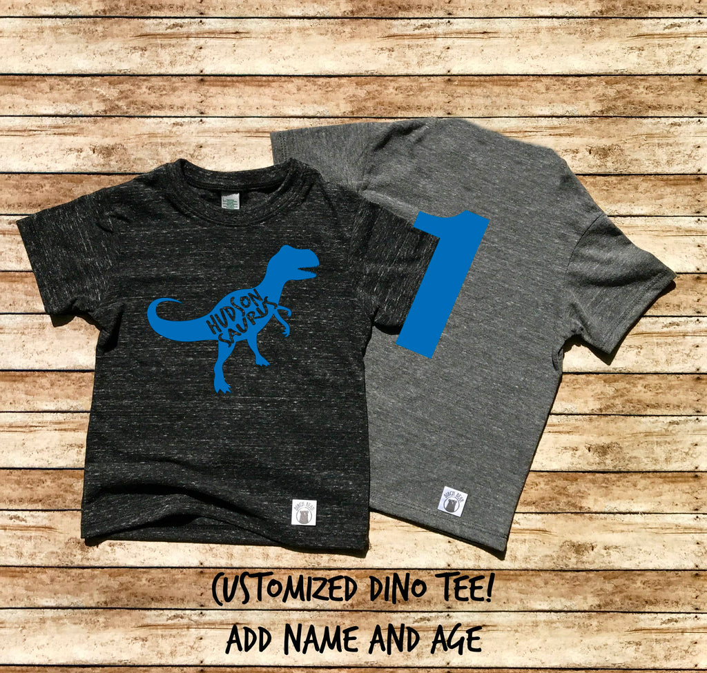 Custom Dinosaur Birthday BLUE Shirt freeshipping - BirchBearCo