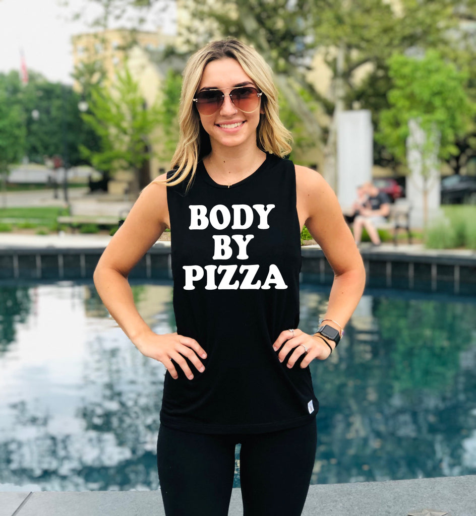 Body By Pizza Workout Tank | Womens Yoga Tank freeshipping - BirchBearCo