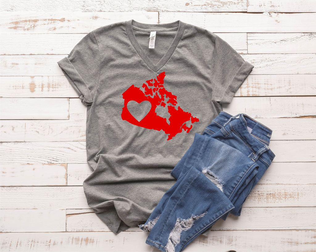 Canada Heart Shirt | Unisex V Neck freeshipping - BirchBearCo