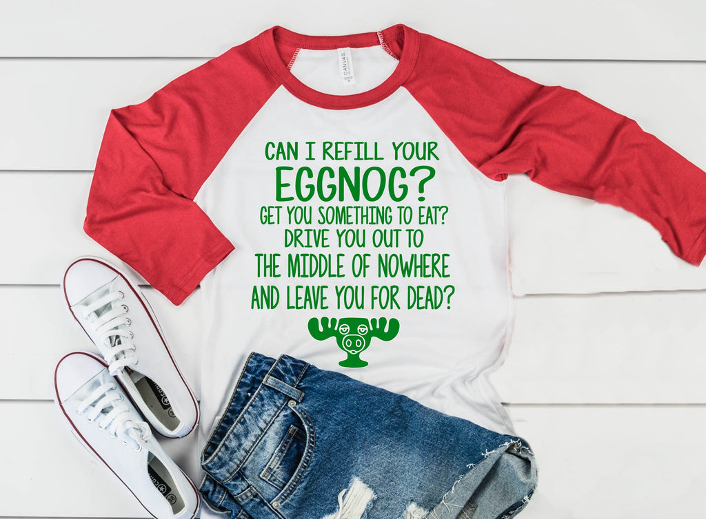 Can I Refill Your Eggnog Christmas Raglan | Unisex Raglan freeshipping - BirchBearCo