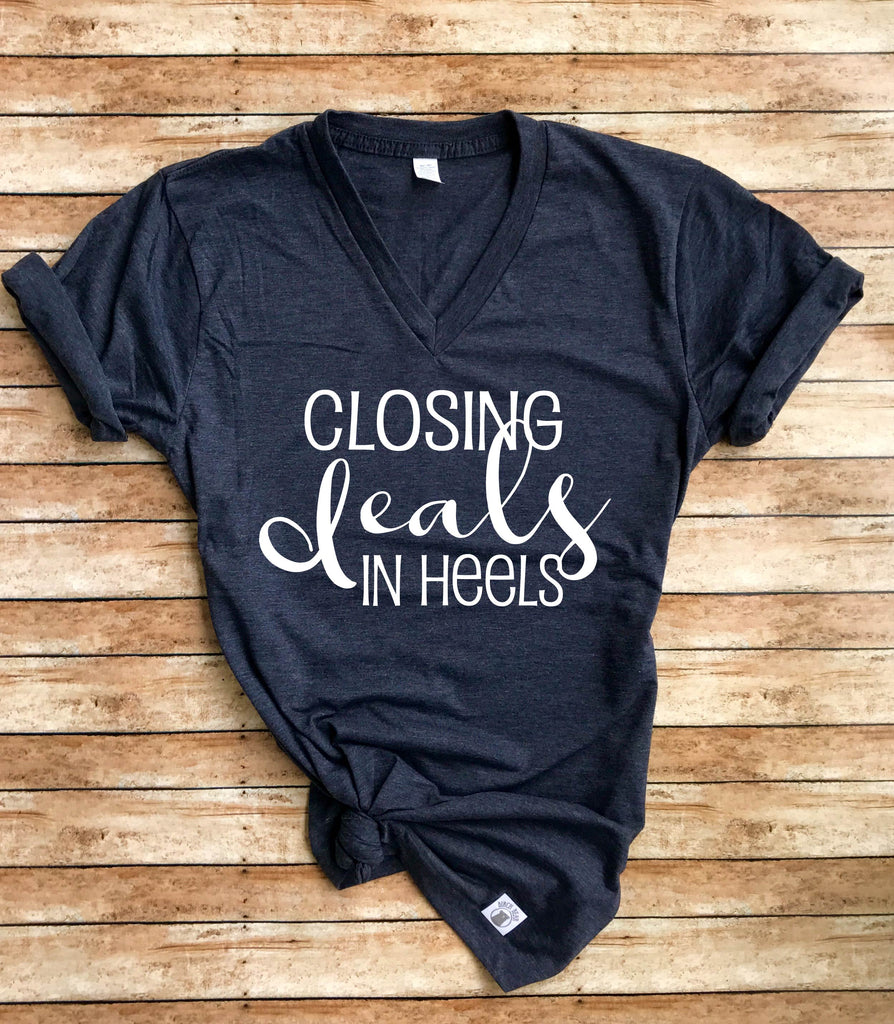 Real Estate Shirt Closing Deals In Heels Shirt I Sell Real Estate Unisex Heather Shirt freeshipping - BirchBearCo