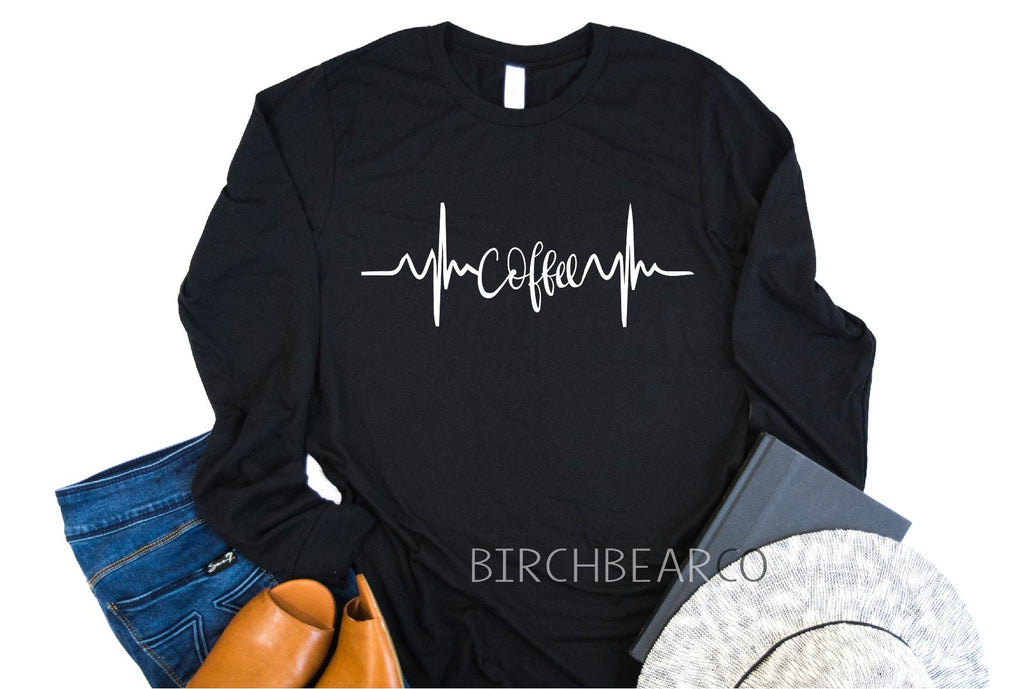 Unisex Long Sleeve T Shirt - Coffee Lifeline Shirt - Funny Coffee Shirt - Coffee T Shirt - Coffee Lover - Coffee Gift freeshipping - BirchBearCo