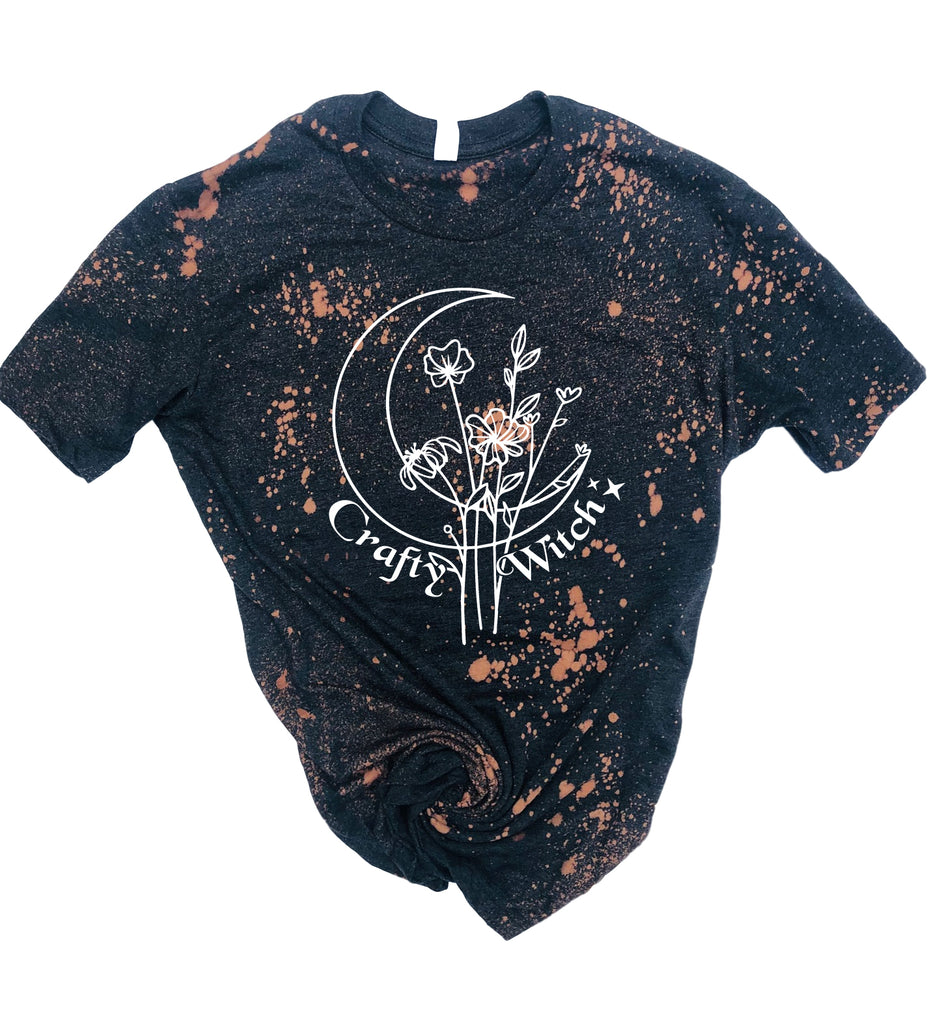 Crafty Witch Shirt | Halloween Bleached Tee | Unisex Crew freeshipping - BirchBearCo