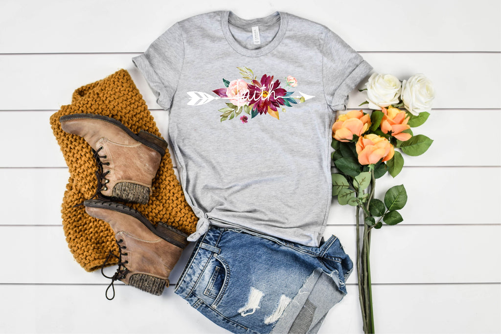 Faith Floral Fall Shirt | Unisex Crew freeshipping - BirchBearCo