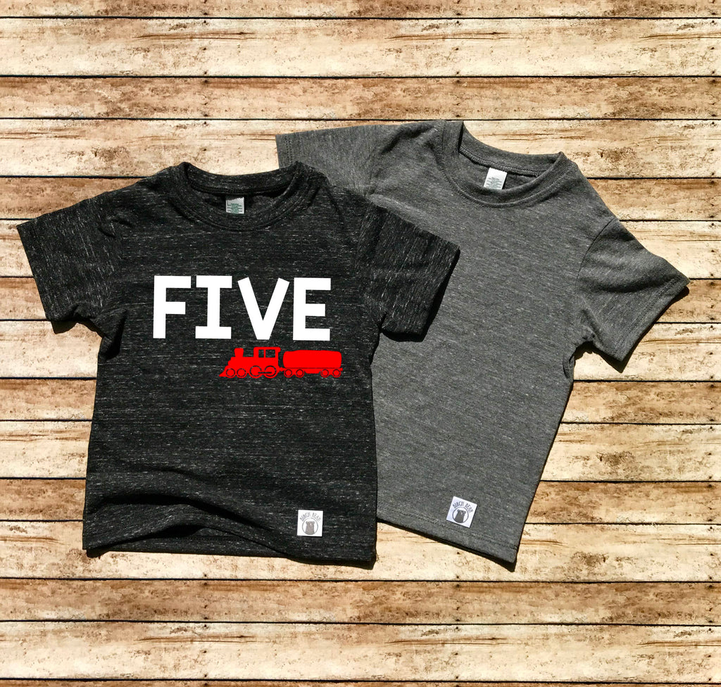 Five Train Shirt | Unisex Kids Birthday Shirt freeshipping - BirchBearCo