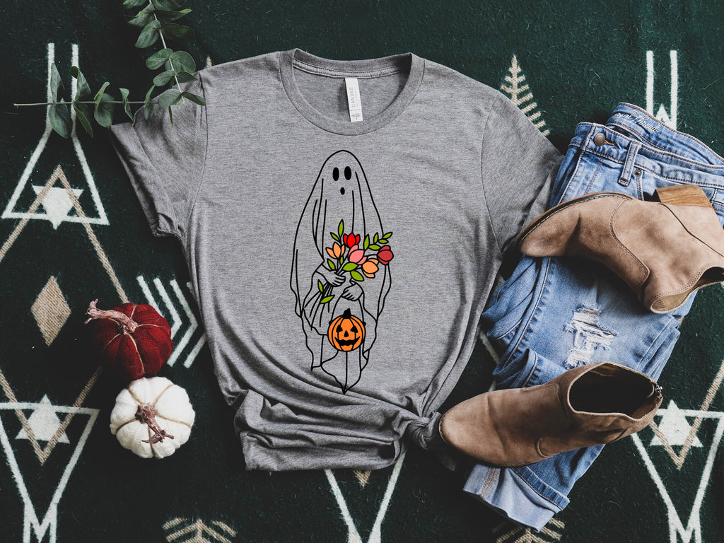 Cute Floral Ghost | Fall Shirt | Unisex Crew freeshipping - BirchBearCo