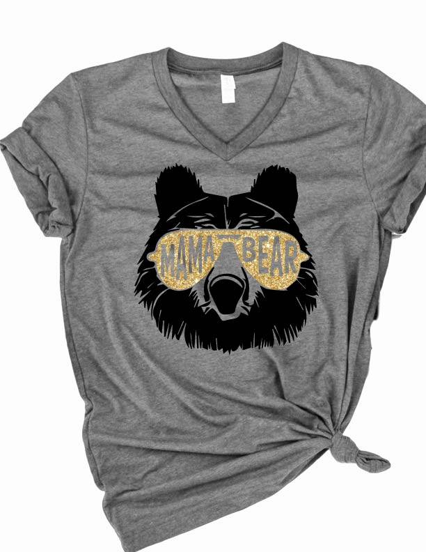 Mama Bear Gold Shirt | Mom Shirt | Unisex V Neck freeshipping - BirchBearCo