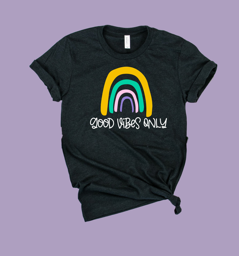 Good Vibes Only Rainbow Shirt | Unisex Crew freeshipping - BirchBearCo