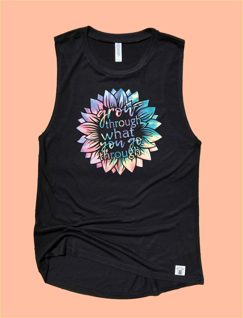 Grow Through What You Go Through Pastel Tie Dye Tank | Womens Yoga Tank freeshipping - BirchBearCo