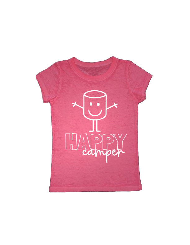 Girls Camping Shirt GLOW IN THE DARK PRINT | Girls Custom Acid Wash Shirt freeshipping - BirchBearCo