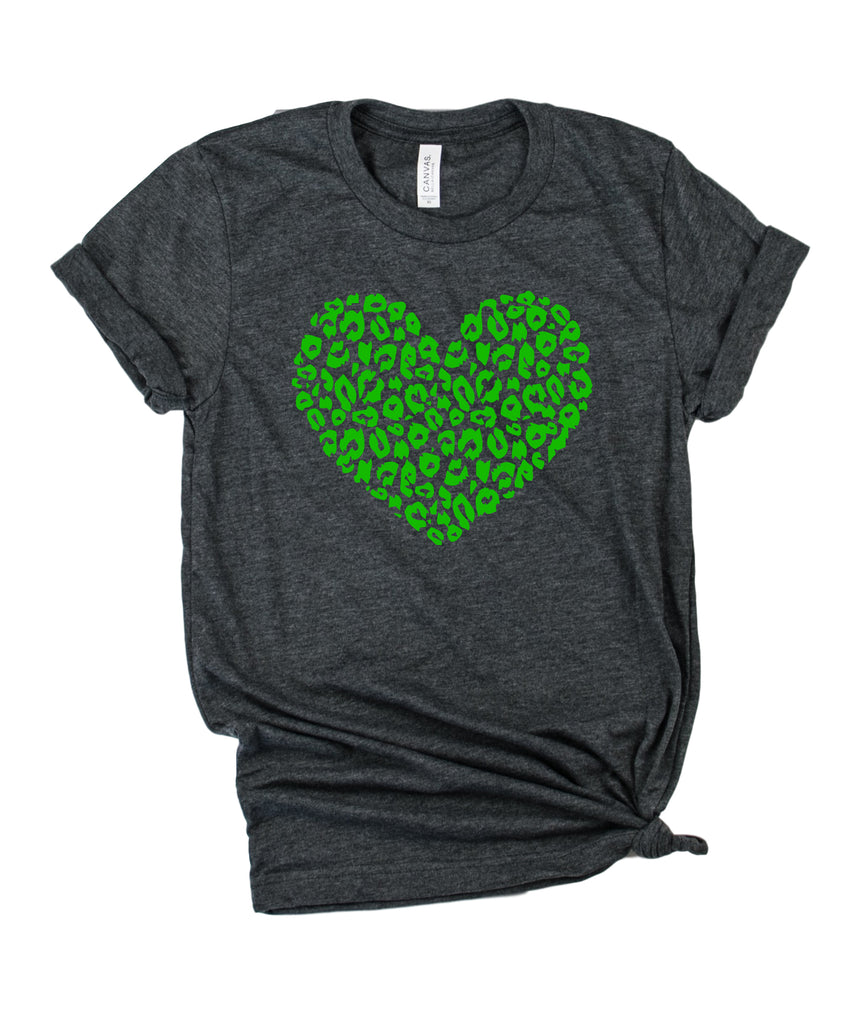 Green Leopard Heart Shirt | Unisex Crew freeshipping - BirchBearCo