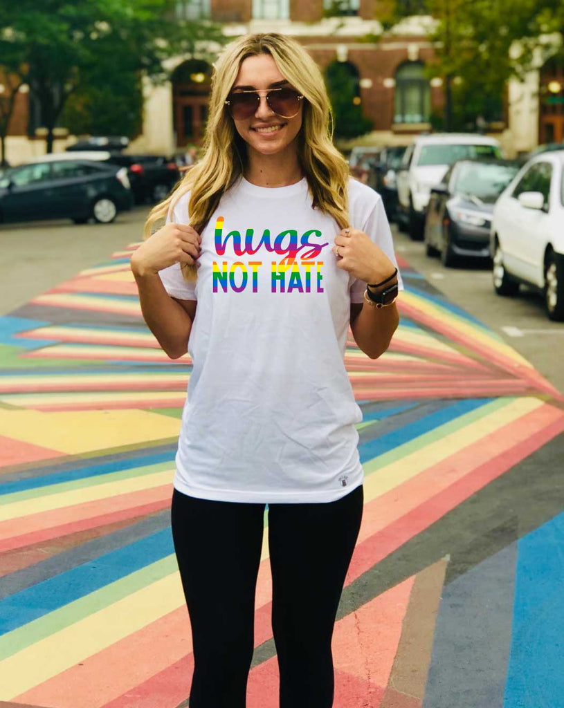Hugs Not Hate Shirt | LGBT Shirt | Gay Pride Shirt | Unisex Crew freeshipping - BirchBearCo