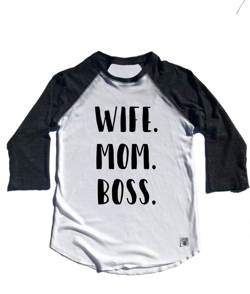 Unisex Baseball Tri-Blend T-Shirt Wife Mom Boss 3-Line Text - Funny Mom Shirt - Mom T Shirt freeshipping - BirchBearCo