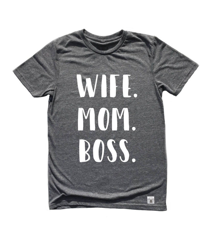 Unisex Tri-Blend T-Shirt Wife Mom Boss 3-Line Text freeshipping - BirchBearCo
