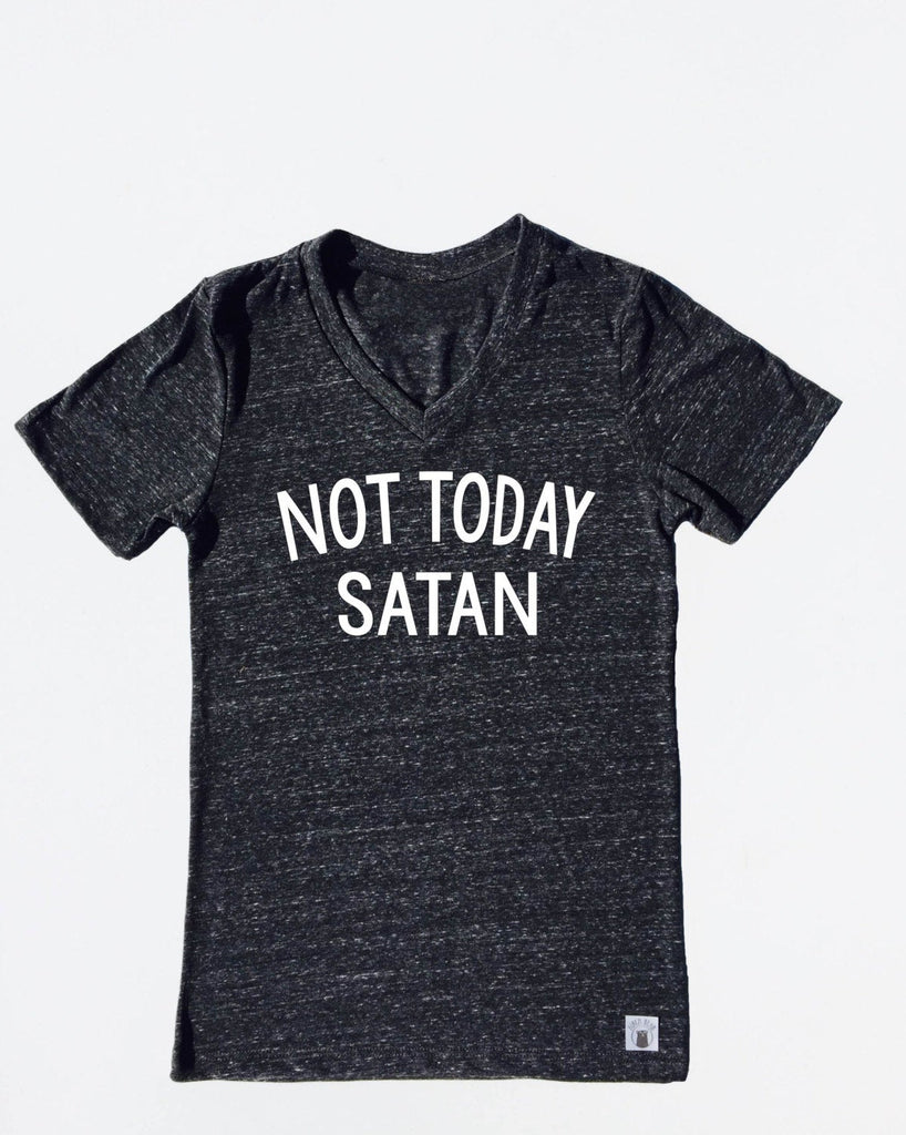 Unisex Tri-Blend V-Neck T-Shirt Not Today Satan 2-Line Text freeshipping - BirchBearCo