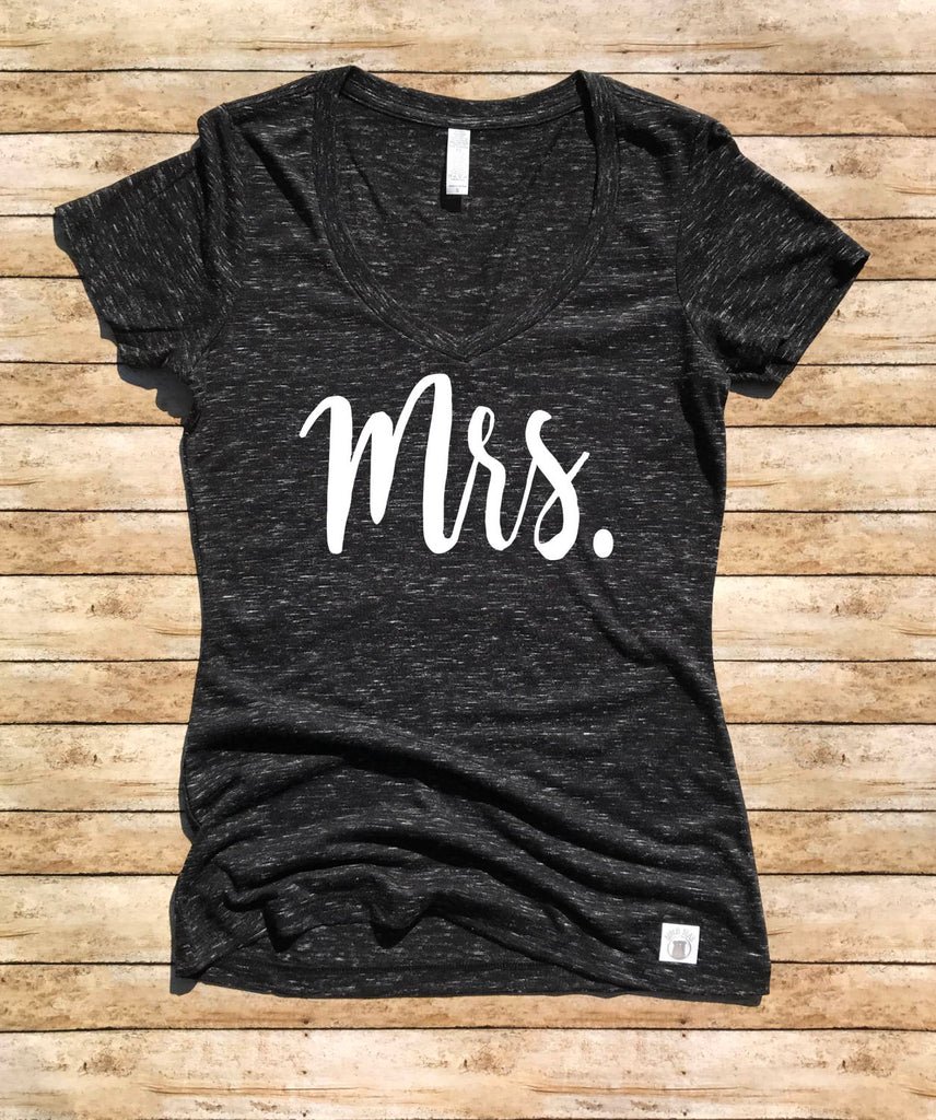 Women's Form Fitting V-Neck Mrs Shirt - Wife Shirt - Honeymoon Shirt - Mrs T Shirt - Honeymoon T Shirt freeshipping - BirchBearCo