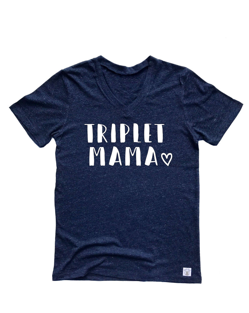 Triplet Mama Shirt - Triplet Mom Shirt - Mom Of Triplets Shirt - Triplet Shirt - Unisex Tri-Blend V-Neck T-Shirt freeshipping - BirchBearCo
