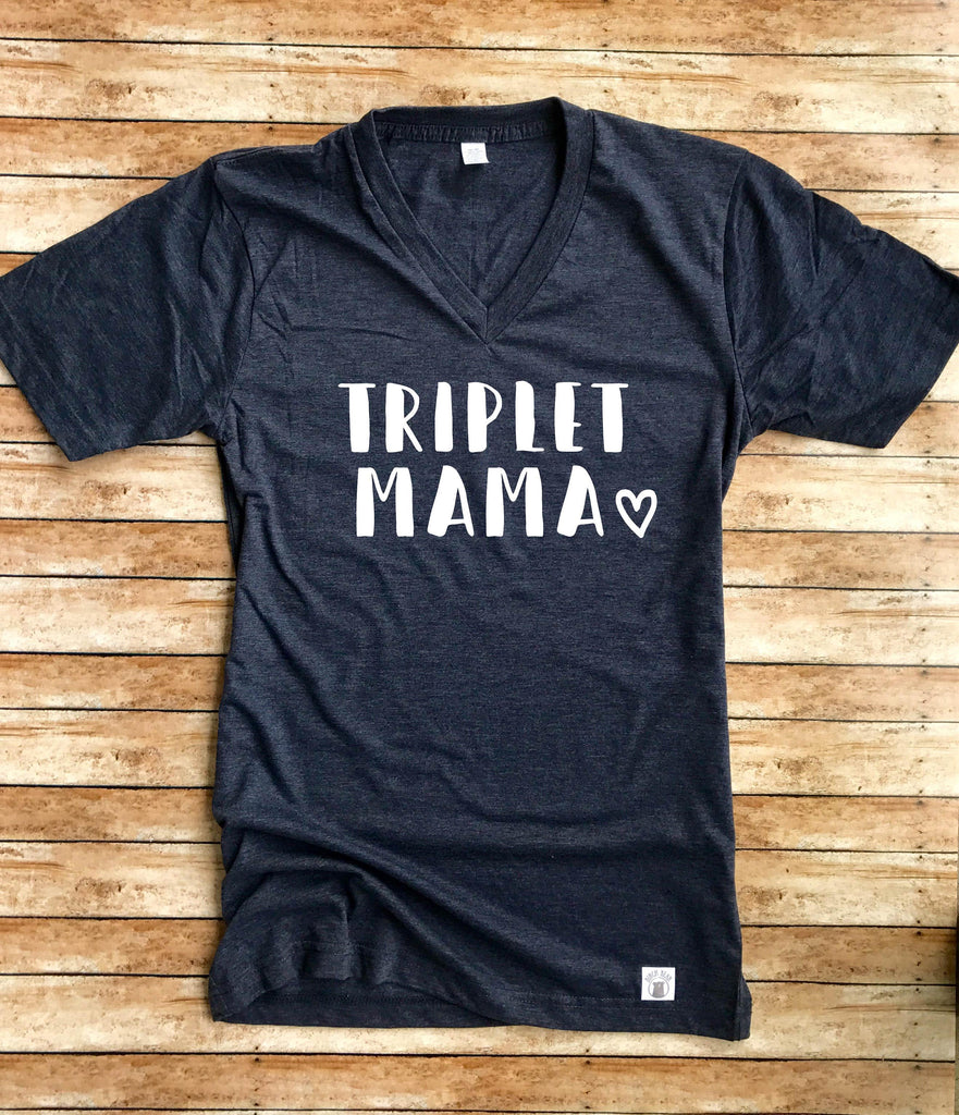 Triplet Mama Shirt - Triplet Mom hirt - Triplets Shirt - Triplet Mom Shirt - Mom Of Triplets Gift - Triplets Shirts Unisex Heather T-Shirt freeshipping - BirchBearCo