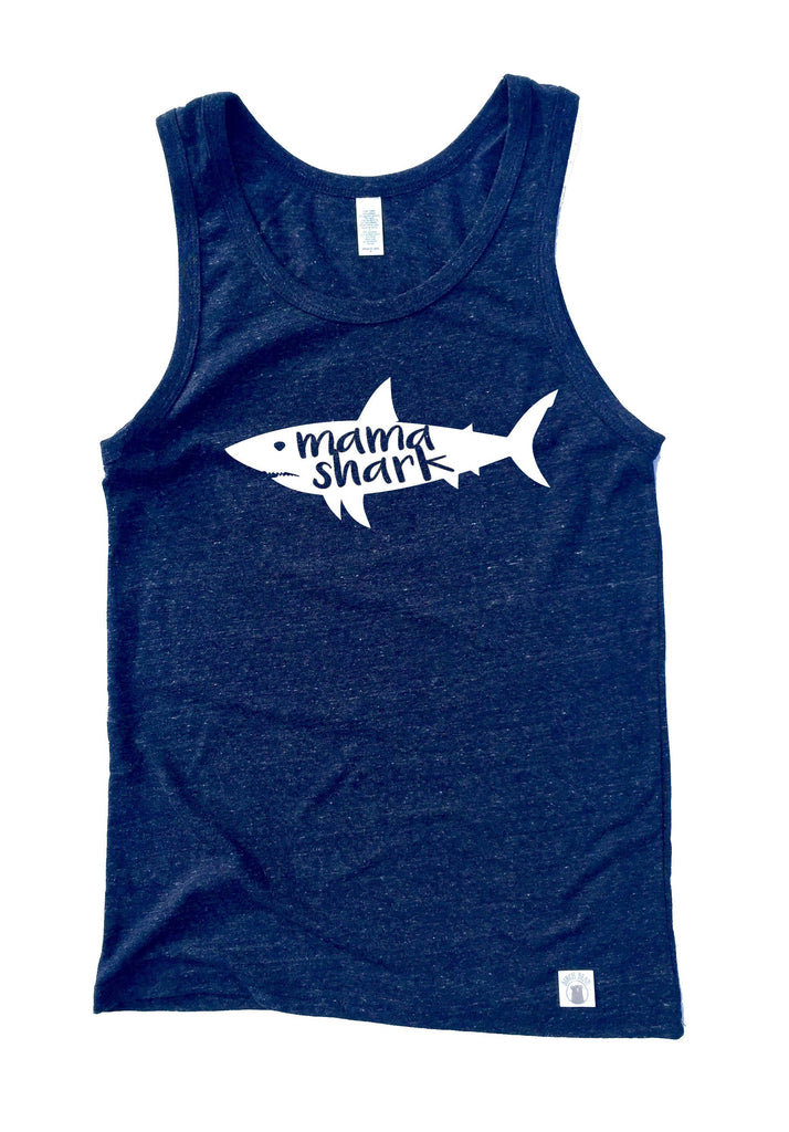 Unisex Triblend Tank Top - Mama Shark Shirt - Summer Tank Top - Mama Shirt - Graphic Tank Top - Shark Shirt - Birthday Shark - Mom Shirt freeshipping - BirchBearCo